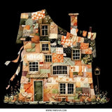 Quilted Cottage Pinback Button, Whimsical Home, Quirky House Design, Unique Architecture, Artsy Pin, Collectors Button, Fun Badge - Tawshia