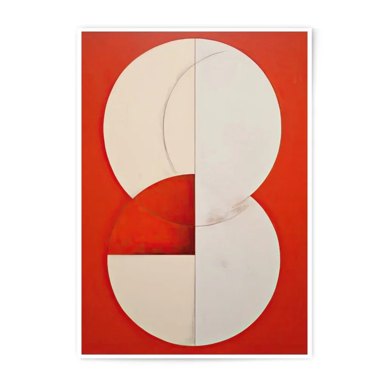 Geometric Photographic Print, Abstract Circle Art, Modern Home Decor, Red and White Art, Minimalist Design, Wall Art Print - Tawshia