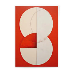 Geometric Photographic Print, Abstract Circle Art, Modern Home Decor, Red and White Art, Minimalist Design, Wall Art Print - Tawshia