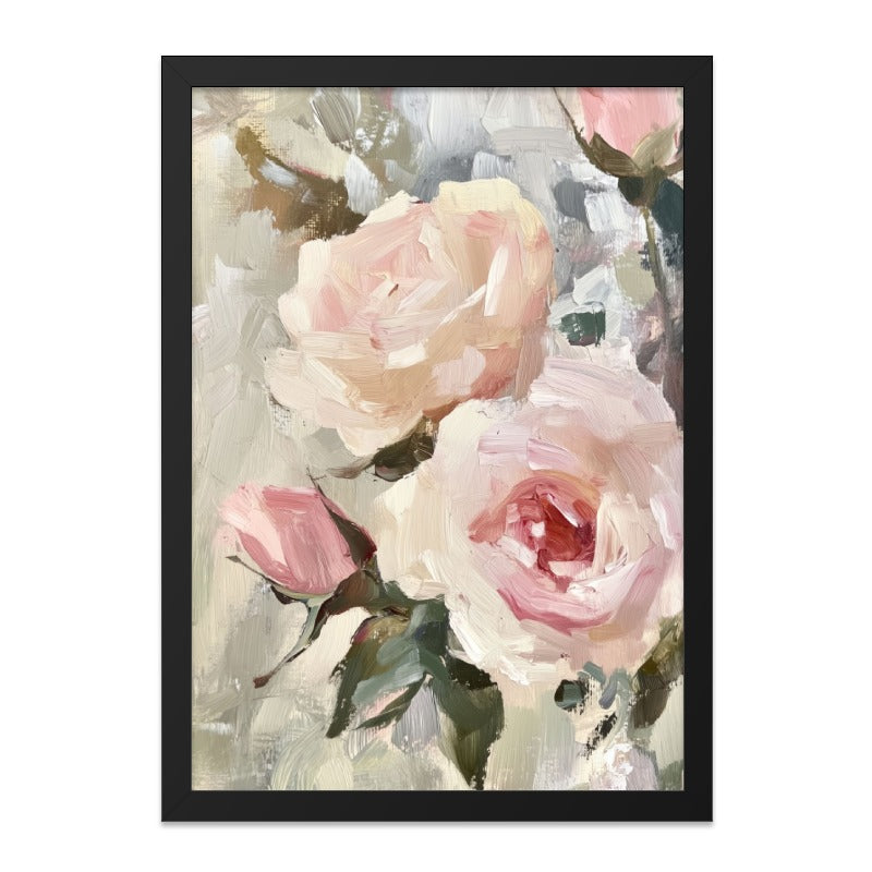 Pink Roses Wall Art, Floral Painting Print, Botanical Art Decor, Flower Still Life Artwork, Elegant Home Decor - Tawshia