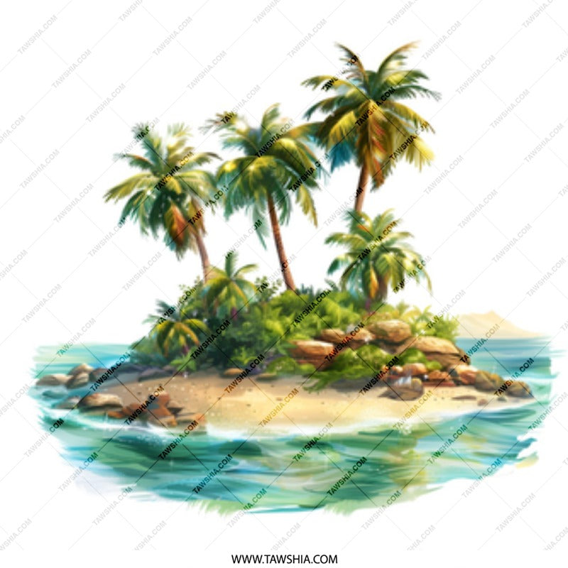 Tropical Island Mug, Beach Getaway Coffee Mug, Palm Tree Ocean Scene, Vacation Vibes, Summer Holiday Gift, Gift for Her, Gift for Him - Tawshia