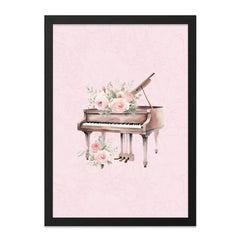 Floral Piano Wall Art, Music Room Decor, Pink Rose Art, Elegant Home Decor, Musical Instrument Print, Feminine Wall Decor - Tawshia