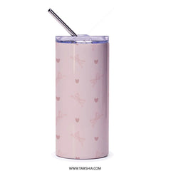 Pink Bow Tumbler, Cute Bows, Girly Drinkware, Gift for Her, Stylish Tumbler, Stainless Steel Tumbler, Everyday Tumbler, Trendy Gift - Tawshia
