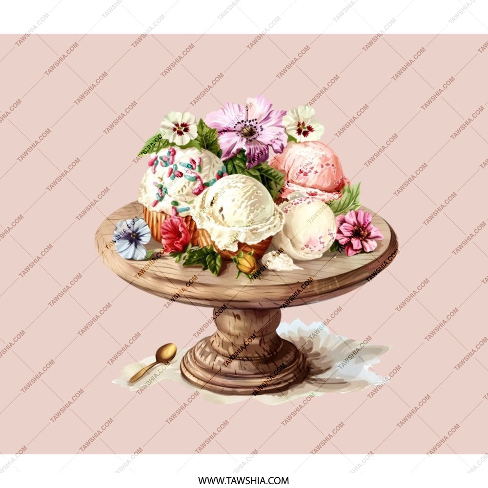 Floral Ice Cream Cake Backpack, Foodie Art Rucksack, Dessert Lover Gift, Unique Design Bag, School Backpack, Stylish Backpack - Tawshia