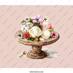 Floral Ice Cream Cake Backpack, Foodie Art Rucksack, Dessert Lover Gift, Unique Design Bag, School Backpack, Stylish Backpack - Tawshia