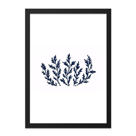 Navy Botanical Wall Art, Minimalist Fern Print, Modern Nature Art, Simple Leaf Decor, Blue Plant Illustration, Home Decor Wall Art - Tawshia