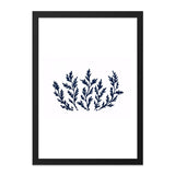 Navy Botanical Wall Art, Minimalist Fern Print, Modern Nature Art, Simple Leaf Decor, Blue Plant Illustration, Home Decor Wall Art - Tawshia