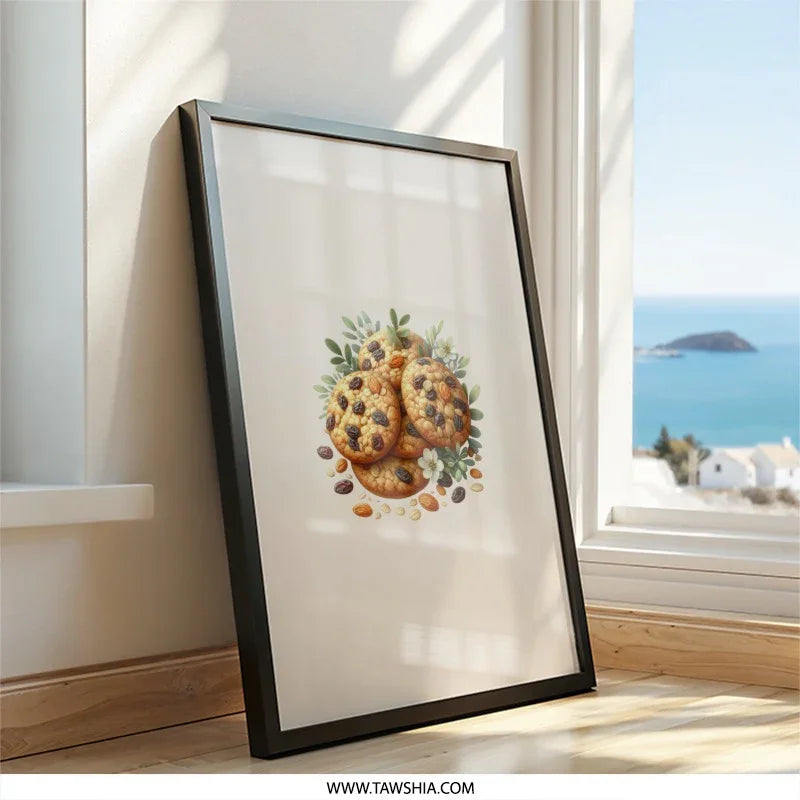 Cookie Wall Art Print, Sweet Treat Decor, Floral Cookies Art, Kitchen Wall Decor, Food Art Print, Digital Art Wall Decor - Tawshia