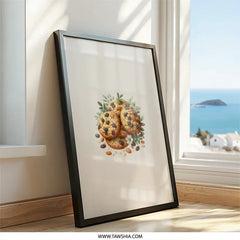 Cookie Wall Art Print, Sweet Treat Decor, Floral Cookies Art, Kitchen Wall Decor, Food Art Print, Digital Art Wall Decor - Tawshia