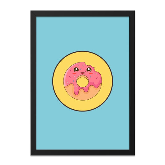 Cute Donut Wall Art, Kawaii Food Print, Pink Donut Decor, Funny Kitchen Art, Sweet Treat Poster, Kid Room Wall Art - Tawshia