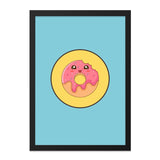 Cute Donut Wall Art, Kawaii Food Print, Pink Donut Decor, Funny Kitchen Art, Sweet Treat Poster, Kid Room Wall Art - Tawshia