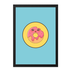 Cute Donut Wall Art, Kawaii Food Print, Pink Donut Decor, Funny Kitchen Art, Sweet Treat Poster, Kid Room Wall Art - Tawshia