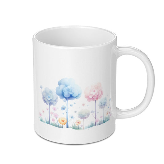 Floral Garden Mug, Watercolor Flower Tree, Unique Coffee Mug, Whimsical Tea Cup, Gift for Plant Lover, Colorful Nature Mug - Tawshia