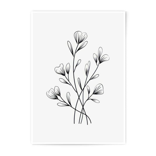 Minimalist Floral Photographic Print, Flower Line Art Print, Botanical Wall Decor, Modern Home Decor, Black and White Art - Tawshia