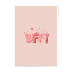BFF Photographic Prints, Best Friends Forever Wall Art, Cute Friendship Decor, Gift for Bestie, Pink Hearts Print, BFF Gift Idea - Tawshia