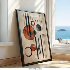 Geometric Wall Art, Abstract Art Print, Circle and Line Design, Modern Art, Minimalist Wall Decor, Contemporary Art, Home Decor, Framed Art - Tawshia