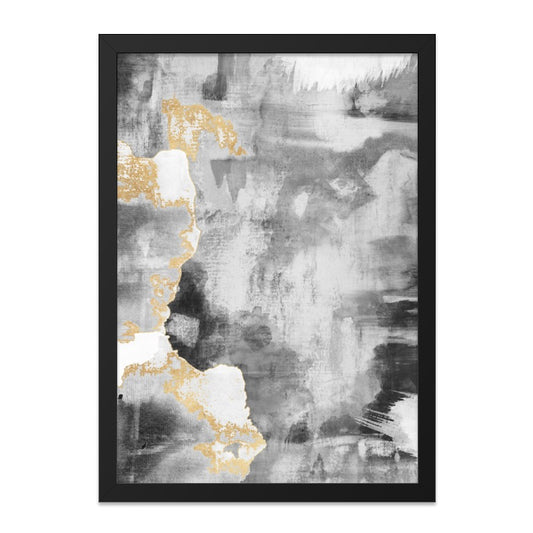 Abstract Gold Wall Art, Gray Painting Print, Modern Home Decor, Minimalist Art, Contemporary Wall Art, Elegant Artwork, Framed Wall Art - Tawshia