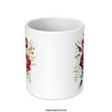 Floral Rose Mug, Watercolor Roses Coffee Cup, Botanical Mug Gift, Elegant Tea Mug, Flower Mug for Her, Unique Mug Design - Tawshia