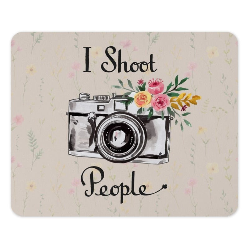 Camera MousePad, Photographer Gift, Floral Mouse Pad, I Shoot People Mousepad, Photography Lover Mousepad, Desk Accessories - Tawshia