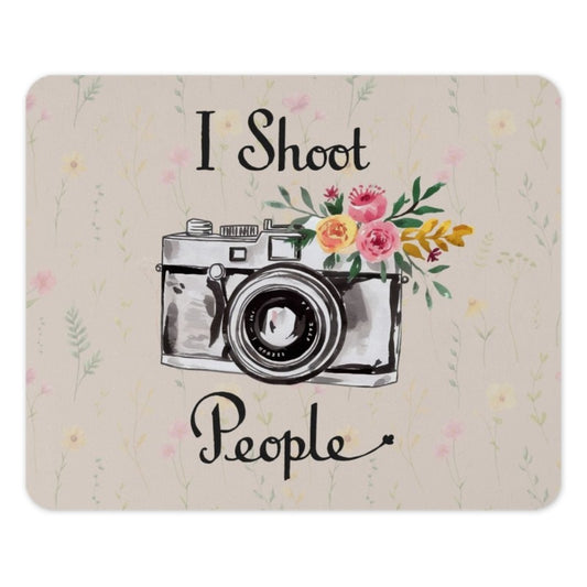 Camera MousePad, Photographer Gift, Floral Mouse Pad, I Shoot People Mousepad, Photography Lover Mousepad, Desk Accessories - Tawshia
