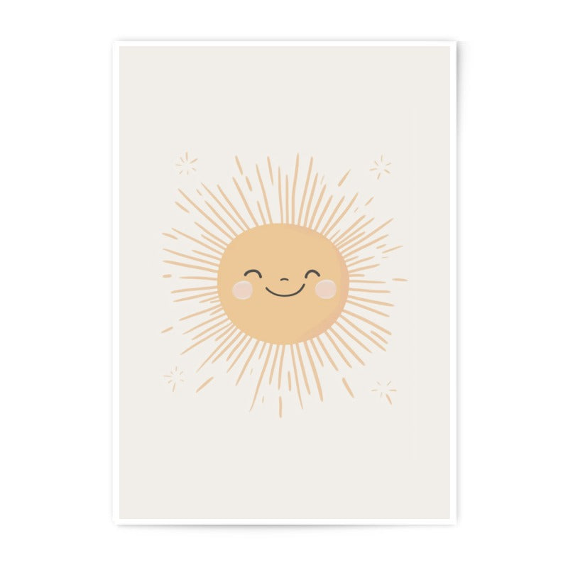 Smiling Sun Photographic Print, Kids Room Decor, Happy Sunshine Art, Nursery Wall Art, Baby Room Print, Modern Kids Art, Cute Sun Art - Tawshia