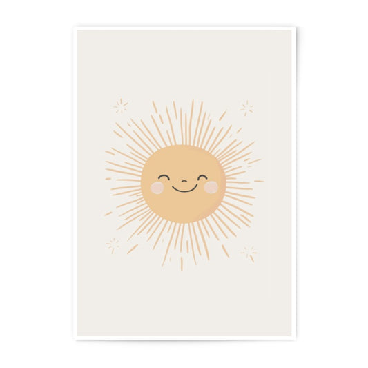 Smiling Sun Photographic Print, Kids Room Decor, Happy Sunshine Art, Nursery Wall Art, Baby Room Print, Modern Kids Art, Cute Sun Art - Tawshia