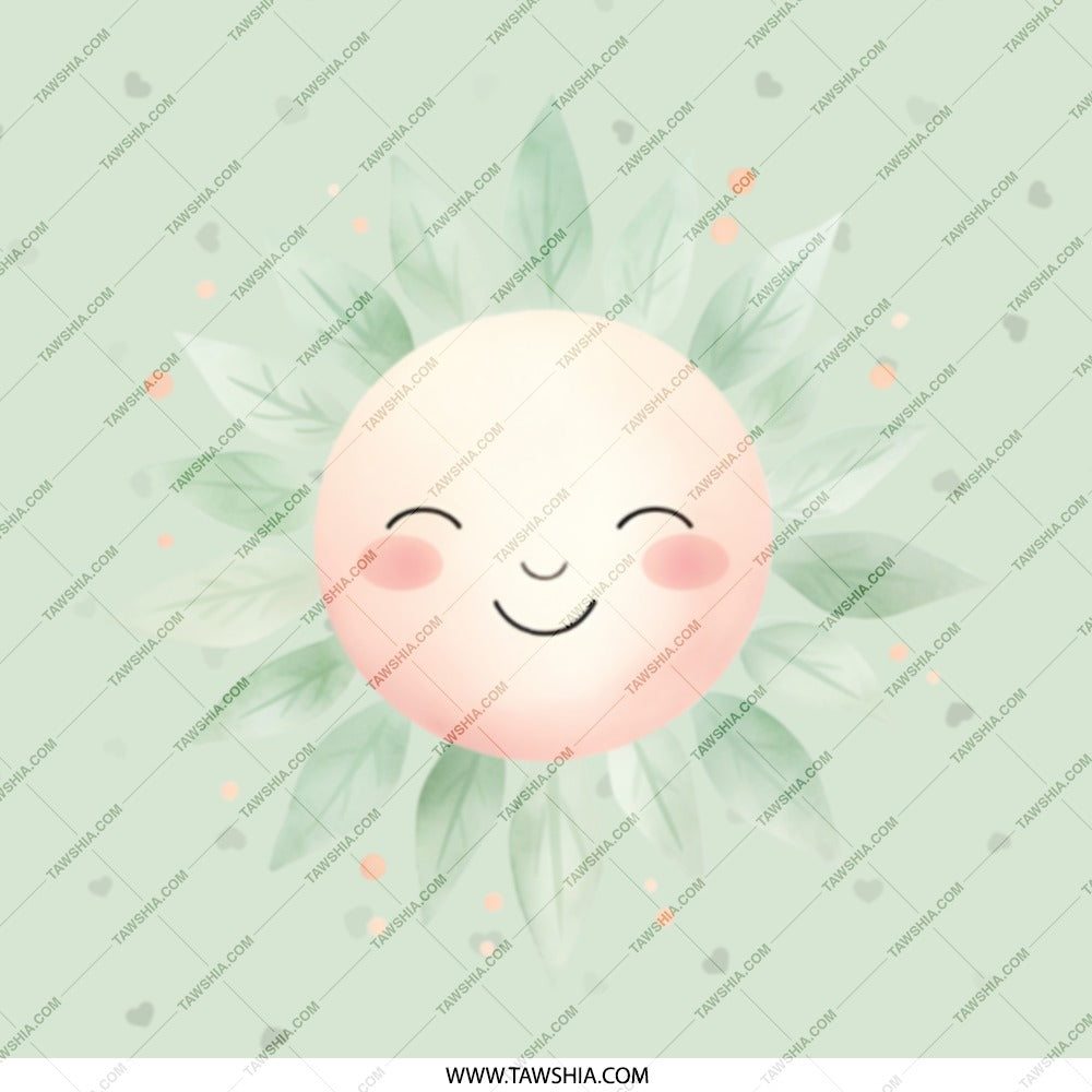 Cute Sun Pocket Mirror, Smiling Face Compact Mirror, Pastel Green Aesthetic, Makeup Mirror for Purse, On The Go Mirror Accessory - Tawshia