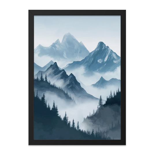 Misty Mountain Wall Art, Foggy Landscape Print, Blue Mountain Range Decor, Nature Inspired Art, Calming Scenery, Home Decor, Gift Idea - Tawshia