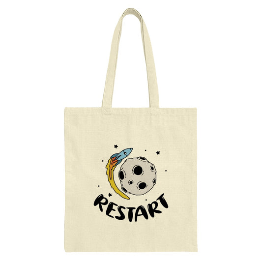 Restart Rocket Tote Bag, Space Tote Bag, Gift Tote Bag, Space Gift Tote Bag, Motivational Quote Tote Bag, Everyday Tote Bag - Tawshia