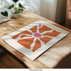 Abstract Flower Photographic Print, Retro Floral Wall Art, Pink and Orange Botanical Print, Mid Century Modern Art, Home Decor - Tawshia