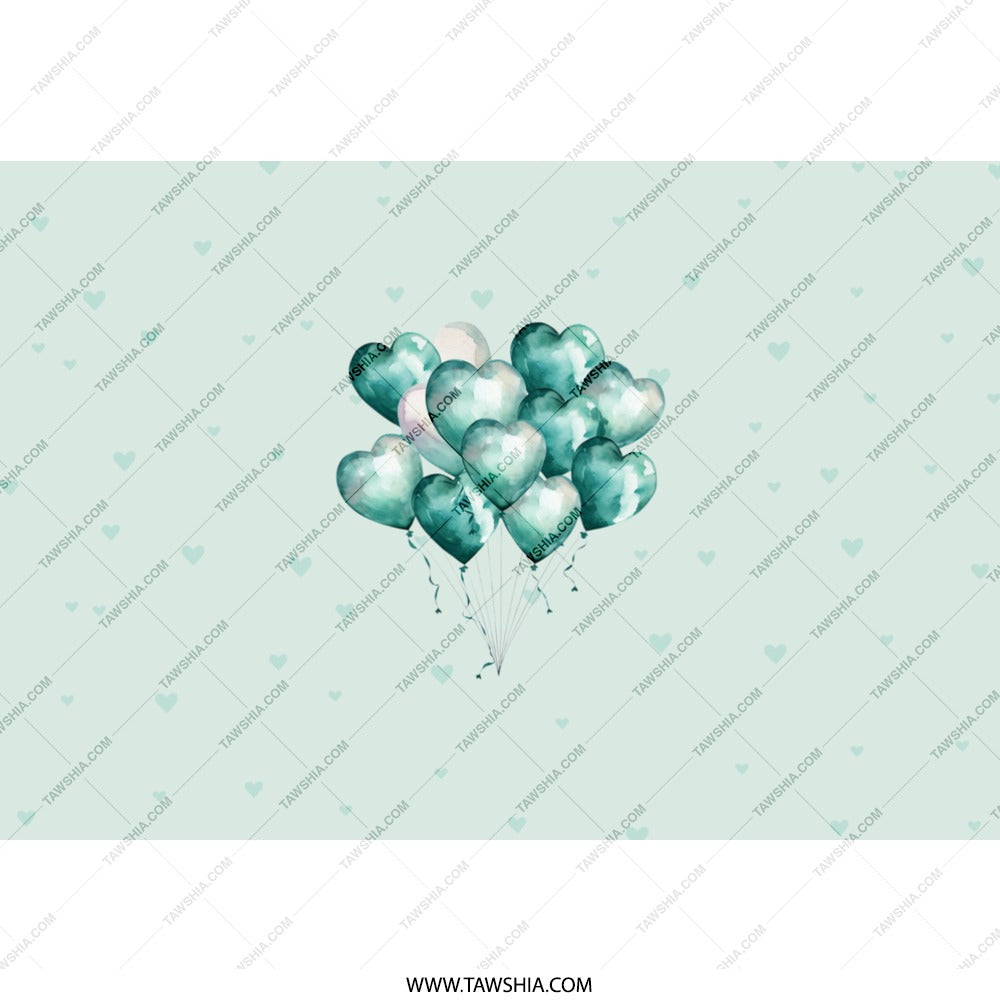 Heart Balloons Tumbler, Teal Love Balloons, Cute Hearts Drinkware, Gift For Her, Pretty Valentines Tumblers, Aesthetic Birthday Gift - Tawshia