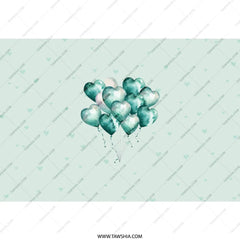 Heart Balloons Tumbler, Teal Love Balloons, Cute Hearts Drinkware, Gift For Her, Pretty Valentines Tumblers, Aesthetic Birthday Gift - Tawshia