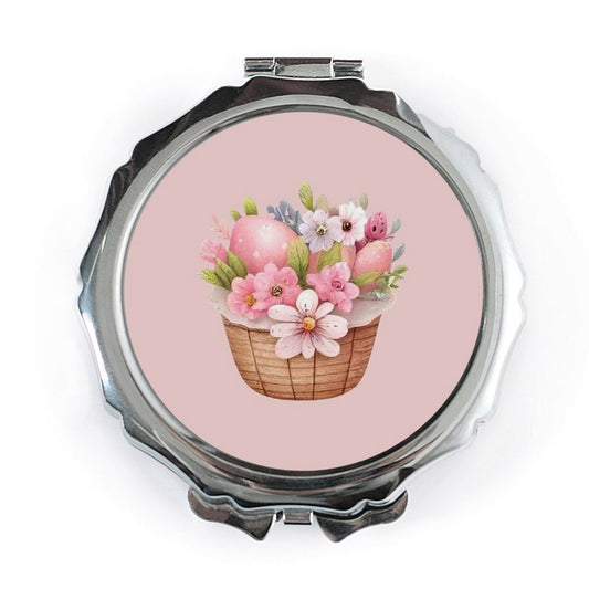 Easter Eggs Pocket Mirror, Floral Basket Hand Mirror, Spring Pocket Mirror, Cute Easter Gift, Easter Decoration, Easter Favors - Tawshia