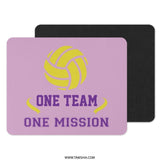 Volleyball Mouse Pad, One Team One Mission, Sports Gift Idea, Desk Accessory, Motivational Quote, Ergonomic Design, Team Spirit - Tawshia