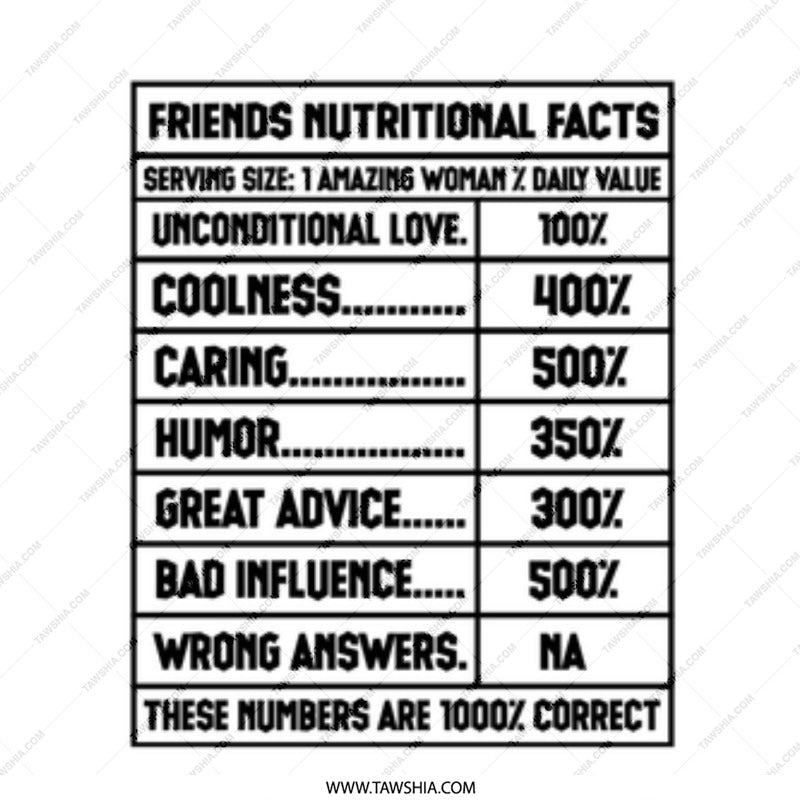Friends Nutritional Facts Mug, Funny Friend Gift, Bestie Mug, Gift for Her, Friend Birthday Gift, Unique Mug, Sarcastic Friend Mug - Tawshia