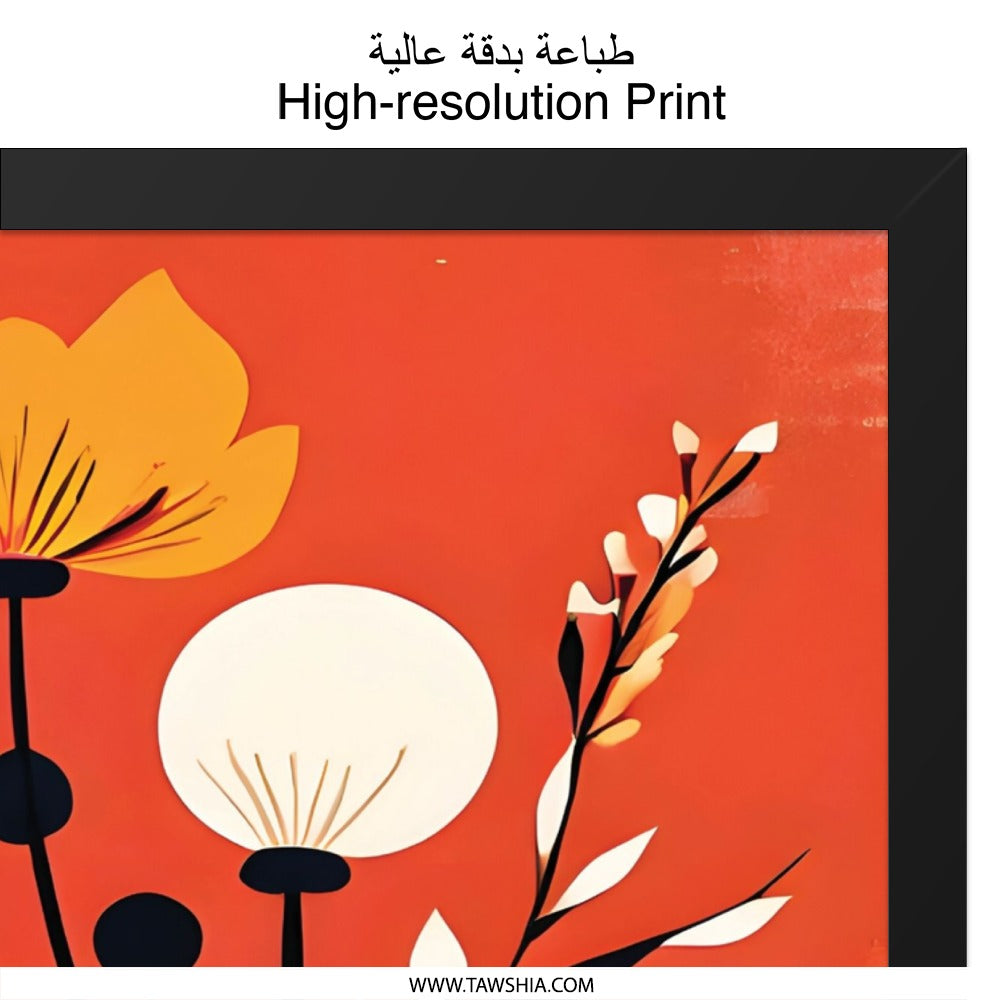 Abstract Floral Wall Art, Orange and Yellow Flowers Print, Botanical Home Decor, Modern Art Print, Unique Wall Decor, Trendy Art - Tawshia