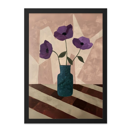 Purple Anemone Wall Art, Floral Still Life Print, Flower in Vase Art, Modern Home Decor, Unique Wall Decor, Botanical Illustration - Tawshia