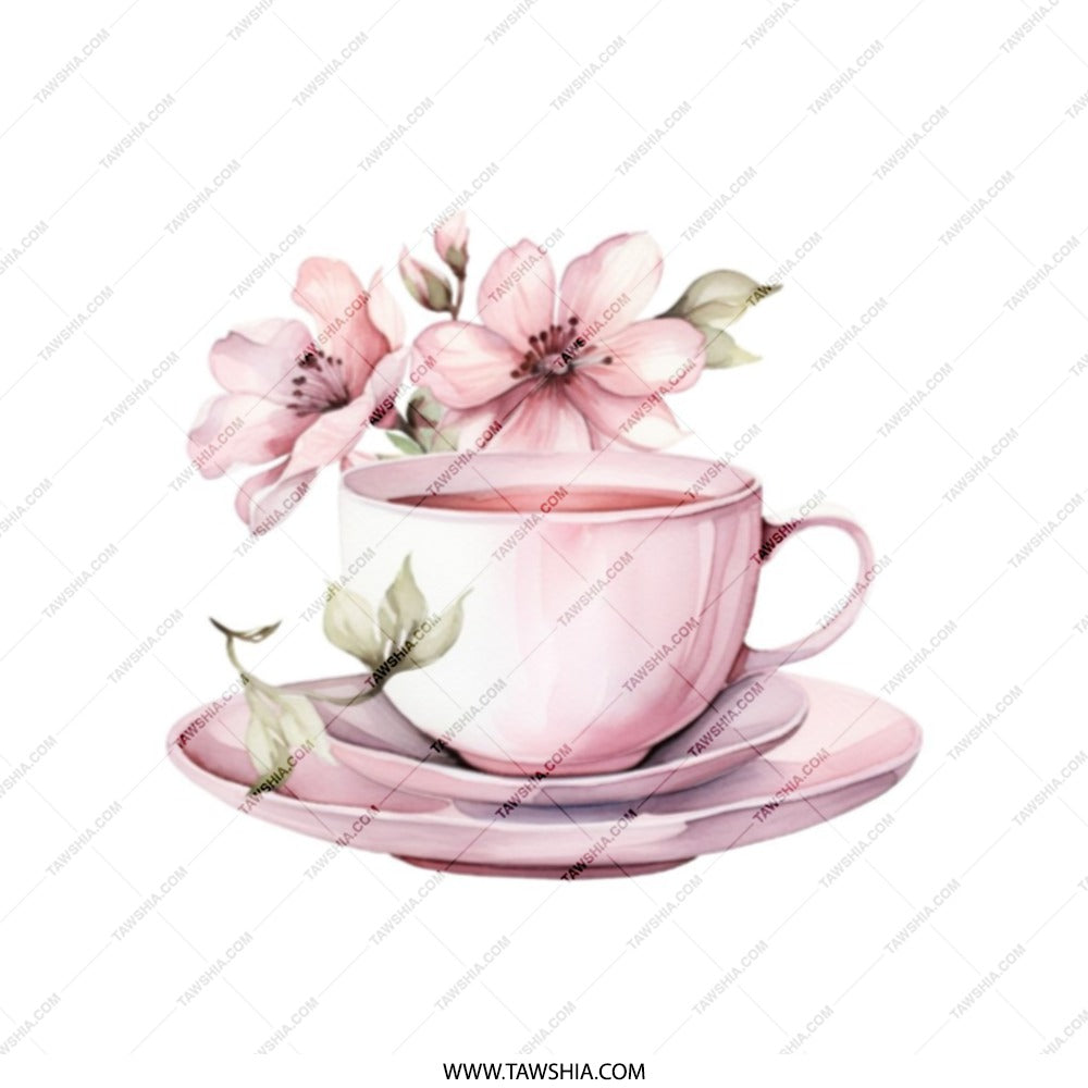 Floral Tea Cup Tote Bag, Watercolor Flower Design, Tea Lover Gift, Cute Shopping Bag, Everyday Tote, Trendy Bag, Unique Tote Bag, Art Print - Tawshia