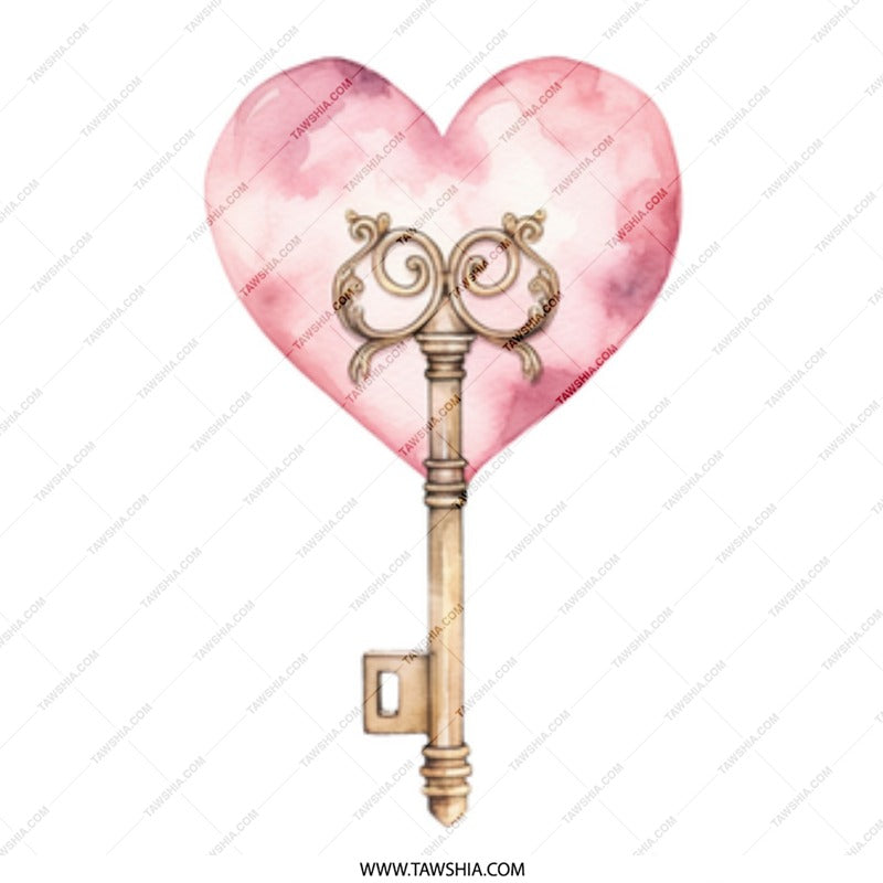 Heart Key Mug, Watercolor Mug, Love Gift Mug, Valentines Day Gift, Romantic Gift Mug, Anniversary Gift, Decorative Coffee Mug, Unique Gift - Tawshia