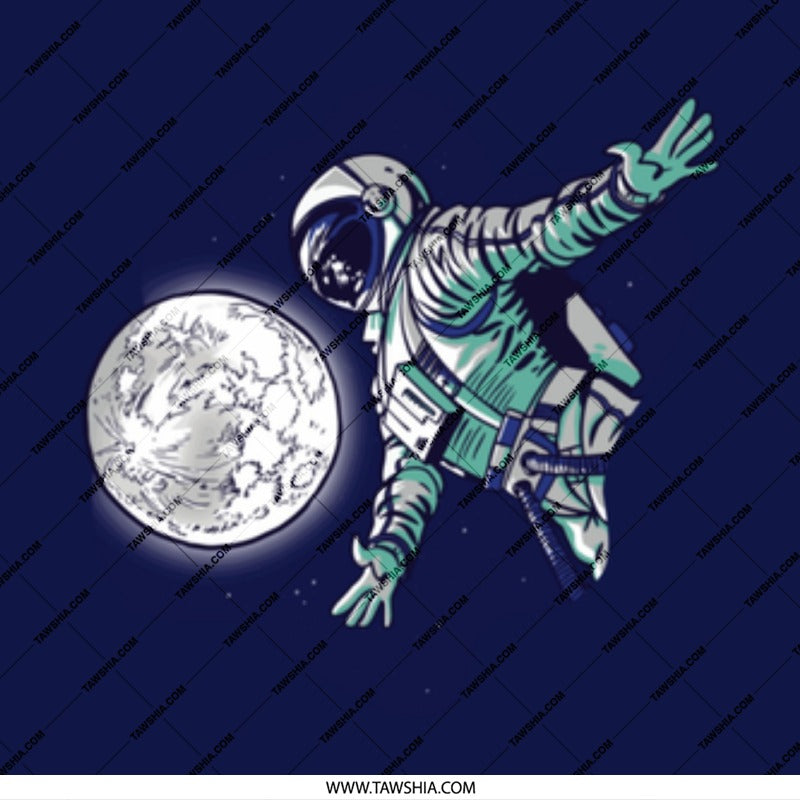 Astronaut Floating Near Moon Illustration design product