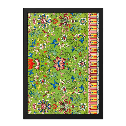 Vintage Floral Pattern Wall Art, Antique Botanical Decor, Colorful Green Flower Print, Unique Home Decor, Traditional Style Wall Art - Tawshia