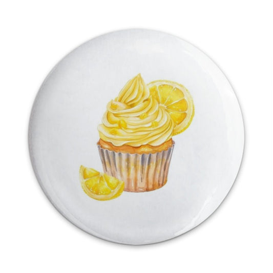 Lemon Cupcake Pinback Button, Watercolor Style, Cute Foodie Button, Sweet Treat Badge, Dessert Button, Chef Gift, Baker Gift, Yummy Button - Tawshia