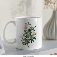 Floral Mug, Azalea Mug, Flower Mug, Botanical Mug, Vintage Style Mug, Tea Mug, Coffee Mug, Drinkware, Gift For Her, Spring Mug - Tawshia
