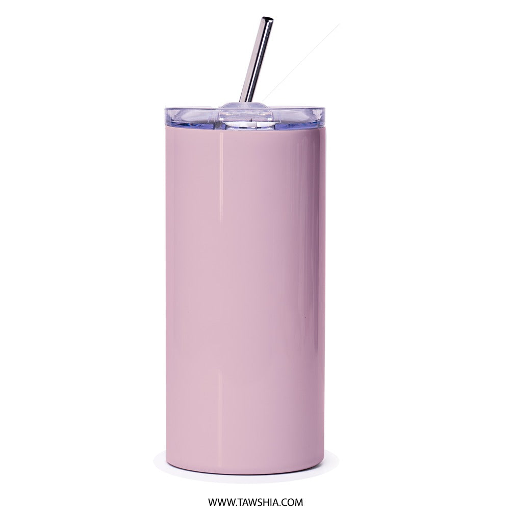 Welcome Guests Tumbler, Home Decor Tumbler, Housewarming Gift Idea, New Home Gift, Welcome Friends Saying, Pink Tumbler with Straw - Tawshia