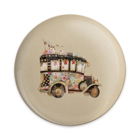 Vintage Patchwork Car Pinback, Whimsical Auto Badge, Quirky Vehicle Accessory, Unique Car Gift, Retro Inspired Pin, Patchwork Car Badge - Tawshia