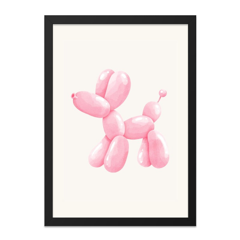 Balloon Dog Wall Art, Pink Puppy Decor, Cute Animal Print, Nursery Art, Playroom Decor, Party Animal, Kid's Room Artwork - Tawshia