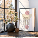 Abstract Geometric Wall Art, Minimalist Print, Modern Home Decor, Scandinavian Design, Circle and Arch Wall Art - Tawshia