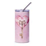 Key to My Heart Tumbler, Watercolor Heart Tumbler, Valentine's Day Gift, Romantic Gift Tumbler, Decorative Tumbler, Key to Love Tumbler - Tawshia