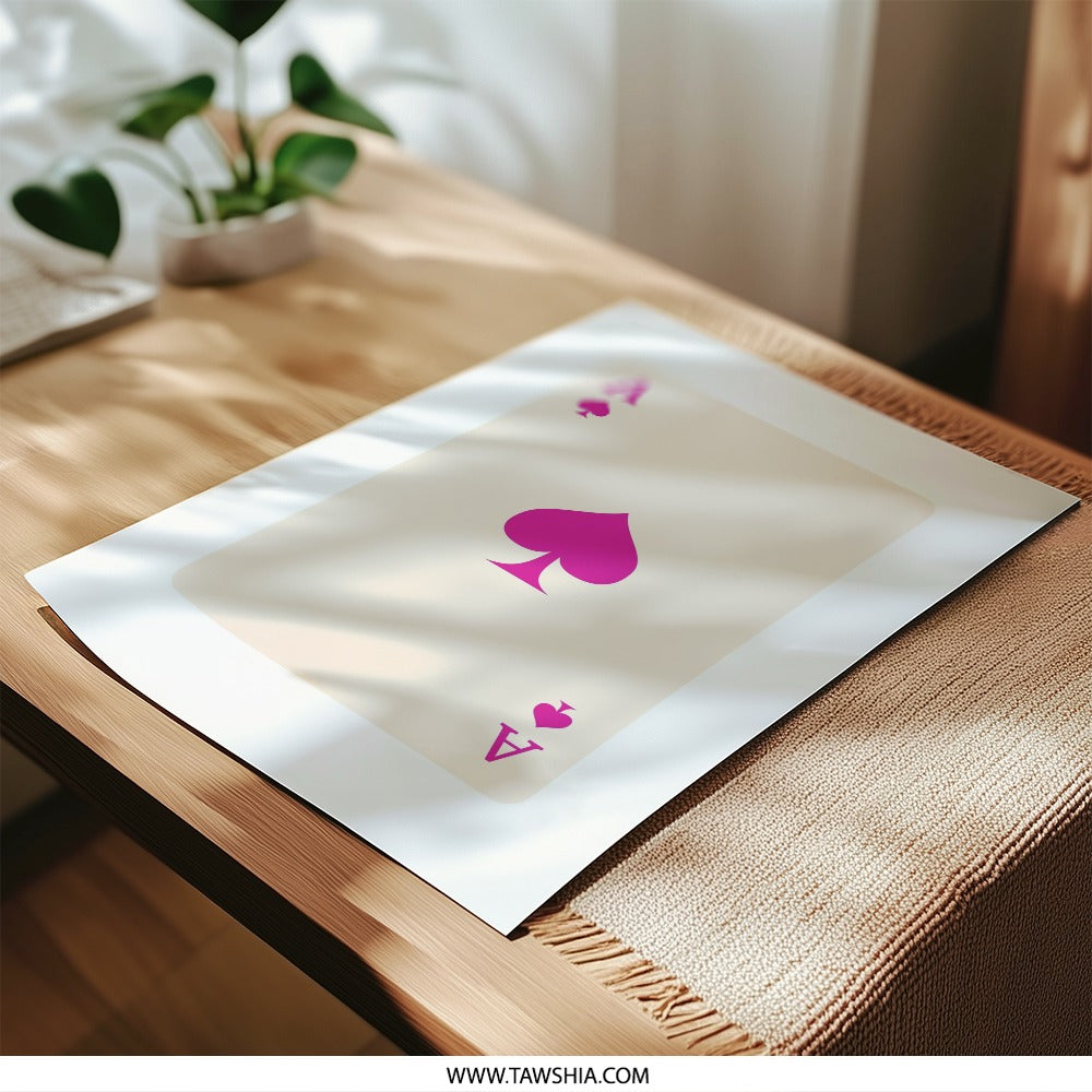 Ace of Spades Art Photographic Print, Minimalist Card Art, Pink Playing Card Poster, Modern Wall Decor, Card Game Gift, Ace Card Artwork - Tawshia