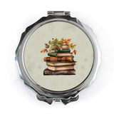 Book Stack Pocket Mirror, Autumn Leaves Compact Mirror, Book Lover Gift, Fall Pocket Mirror, Aesthetic Mirror, Reading Gift, Gifts for Her - Tawshia